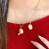 Wholesale Christmas hat pendant pearl necklace for women, summer sweater chain