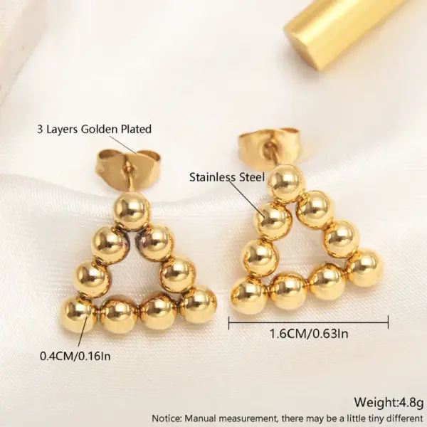 1 Pair Basic Simple Style Triangle Plating 304 Stainless Steel 18K Gold Plated Gold Plated Ear Studs