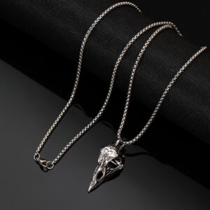 X236-1 ancient silver crow skull