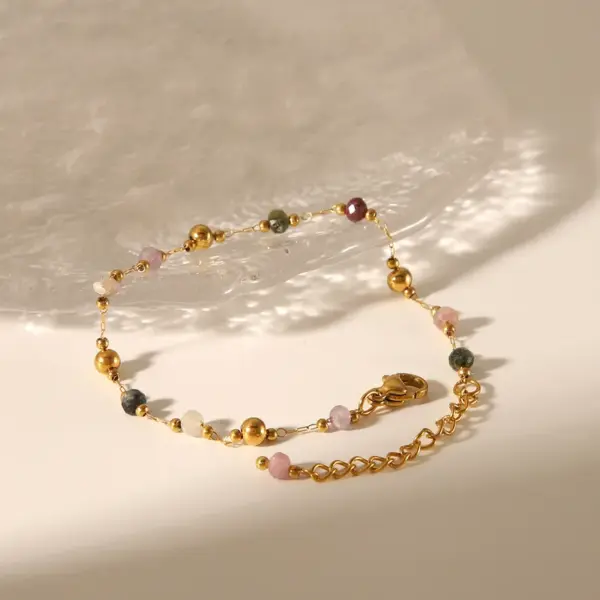 PVD Coated Real Gold Plated 18K Gold Geometric 304 Stainless Steel Natural Stone Luxurious Simple Style Waterproof Non Tarnish Jewelry Set