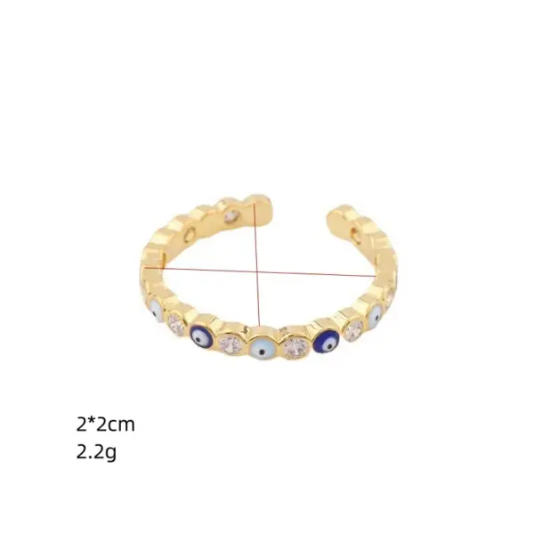 Wholesale Retro Geometric Eye Copper Zircon Open Ring In Bulk