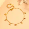 Wholesale 304 Stainless Steel Round Water Droplets Eye PVD Coated Rhinestones Shell 18K Real Gold Plated Cute Sweet Waterproof Non Tarnish Inlay Gold Bracelets Necklace