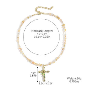 N2501-5 cross brown rice bead chain
