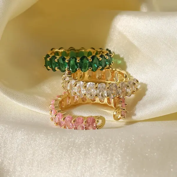 PVD Coated Real Gold Plated Oval 304 Stainless Steel Fashion Waterproof Non Tarnish Open Ring