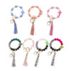 Wholesale New cross-border hot selling silicone beaded bracelet keychain pendant PU leather tassel cactus cross accessories