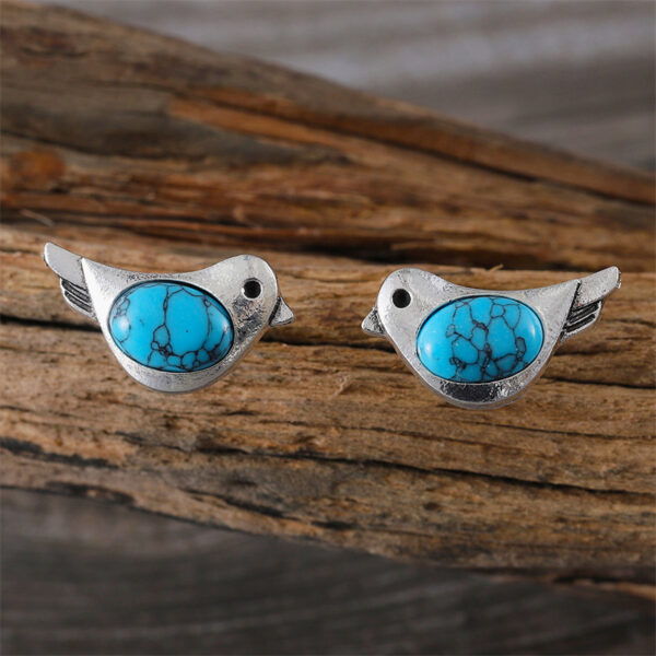 Wholesale Bird earrings inlaid with turquoise vintage stud earrings