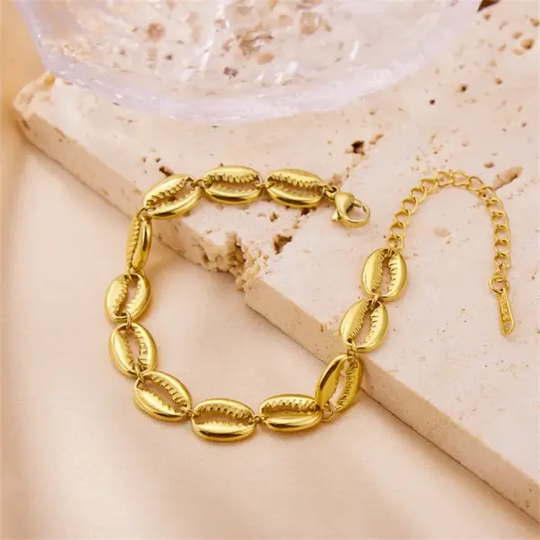 18K Gold Plated Shell Stainless Steel Simple Style 304 Stainless Steel Bracelets