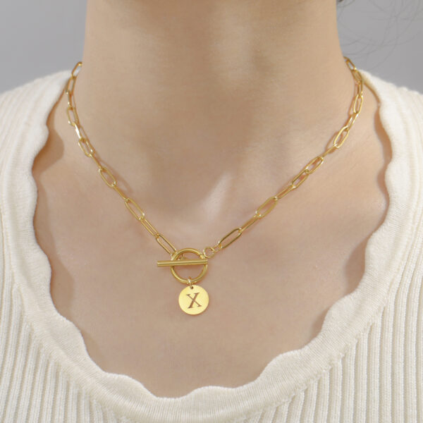 Wholesale Foreign trade new European and American 26 letters pendant necklace ins304 stainless steel OT buckle all-match clip clavicle chain