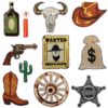 Wholesale Cool Rice Western Cowboy Embroider Cloth Patch Clothing Decorative Patch Patch Cowboy Hat Computer Embroider Patch Revoer Gun Ironing