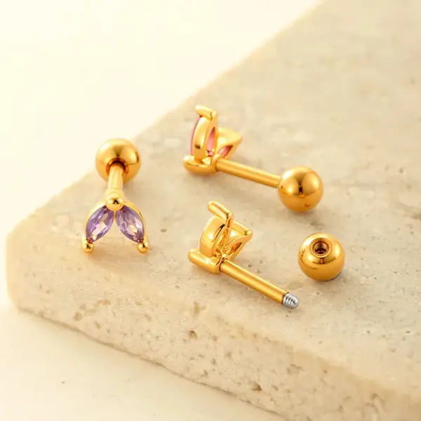 Wholesale 1 Piece 316 Stainless Steel Copper Ear Cartilage Rings & Studs Water Droplets