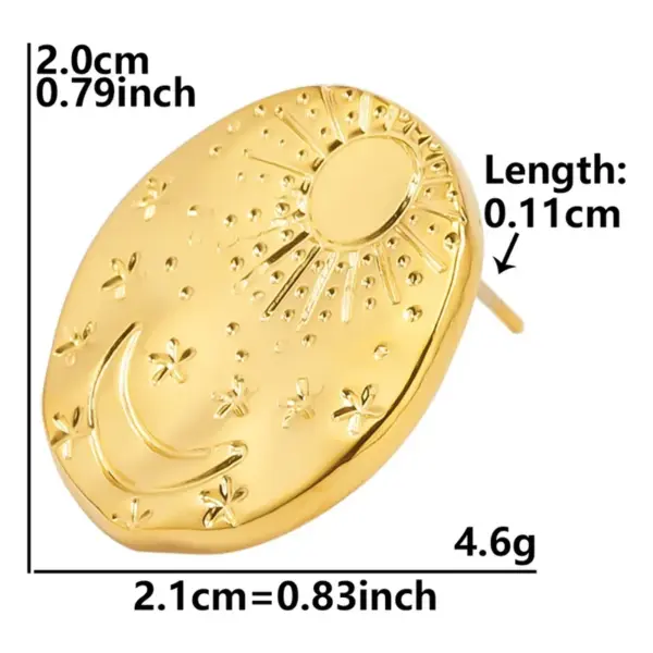 Wholesale Ion Plating (IP) Real Gold Plated 18K Gold Sun Moon Heart Shape 304 Stainless Steel Basic Modern Style Classic Style Waterproof Non Tarnish Ear Studs