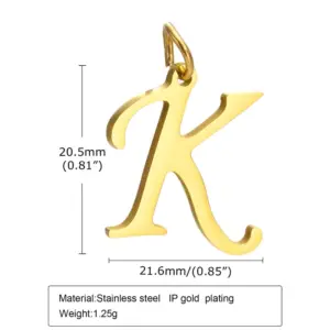 Gold (Single Pendant without Chain) / Letter K