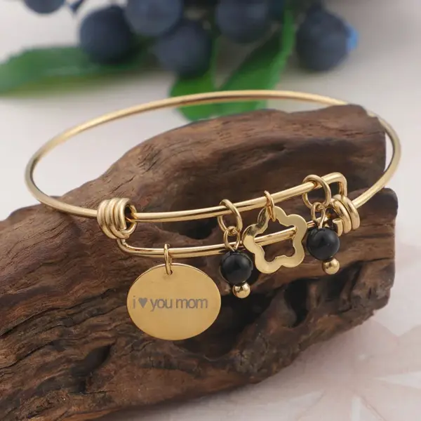 Wholesale PVD Coated 18K Gold Plated Letter Titanium Steel Fashion Waterproof Non Tarnish