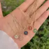 Wholesale Copper 18K Gold Plated Simple Style Classic Style Flower Plating Inlay Zircon Pendant Necklace