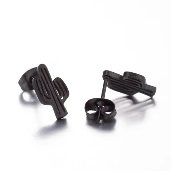 PVD Coated 18K Gold Real Gold Plated Cactus 304 Stainless Steel Fashion Waterproof Non Tarnish Ear Studs