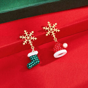 Silver needle: Christmas snowflake earrings + shoes + hat earrings