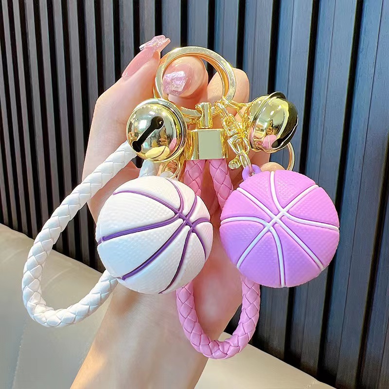Wholesale New year basketball pendant bag key chain ornaments creative new flexible glue basketball key chain aessories gift