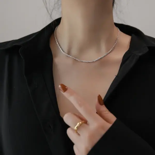Wholesale Simple Style Solid Color Titanium Steel Plating Necklace