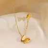 Wholesale 304 Stainless Steel Butterfly PVD Coated 18K Gold Plated IG Style Elegant Waterproof Non Tarnish Plating Earrings Necklace