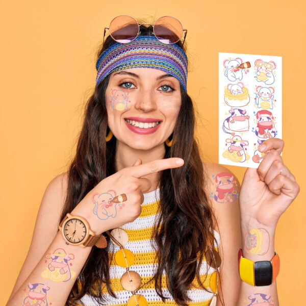 Wholesale 10 new dopamine color zodiac new year new year tattoo stickers decorative arm cheek water transfer stickers