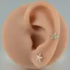 Wholesale 1 Piece Lip Rings Casual Tropical Star Flower G23 Titanium Polishing Plating Zircon 18K Gold Plated Lip Rings Ear Cartilage Rings & Studs