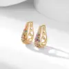Wholesale Copper Water Droplets Zircon Gold Plated Sexy Simple Style Streetwear Gold Earrings