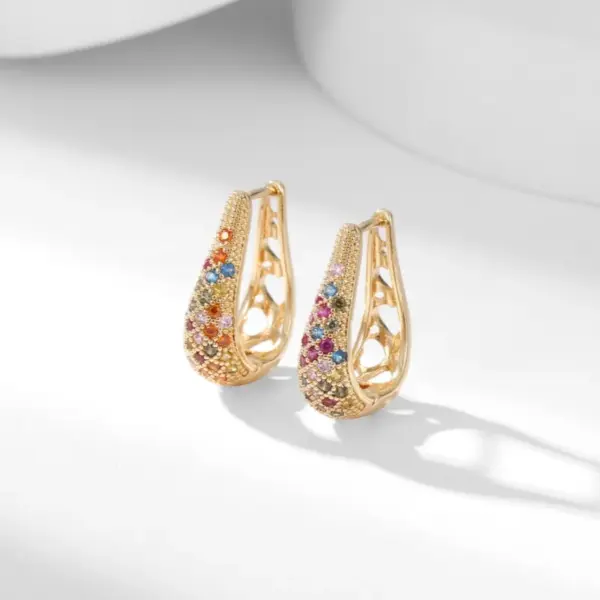 Wholesale Copper Water Droplets Zircon Gold Plated Sexy Simple Style Streetwear Gold Earrings