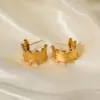 Wholesale 304 Stainless Steel C Shape PVD Coated 18K Gold Plated Real Gold Plated Commute Waterproof Non Tarnish Plating Earrings