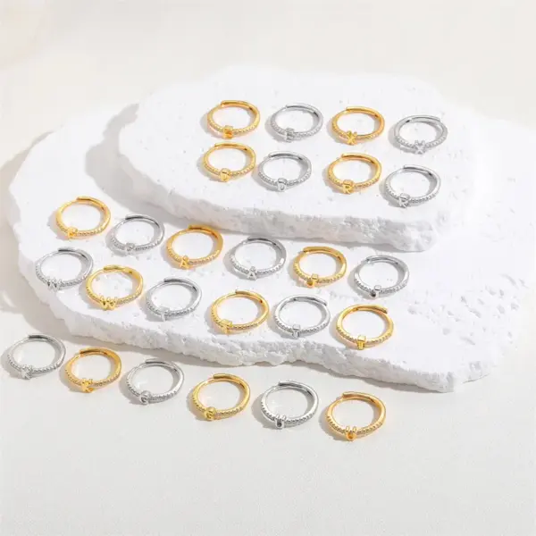 Cute Simple Style Commute Letter Copper Plating Inlay Zircon 14k Gold Plated White Gold Plated Open Rings