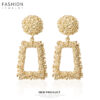 oly-cd5701c48db95efdfc5a039a34562172 Wholesale Selling Trapezoidal Geometry Frosted Embossed Metal Earrings Exaerated Personality Bohemian Earrings for Women