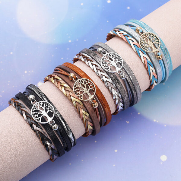 oly-cd5906fea769763191066730d49d3783 Wholesale Cross-Border Hot Selling Bohemian Ethnic Style Bracelet Multi-Layer Leather Hand-Woven Diamond Magnetic Buckle Personalized Women's Bracelet