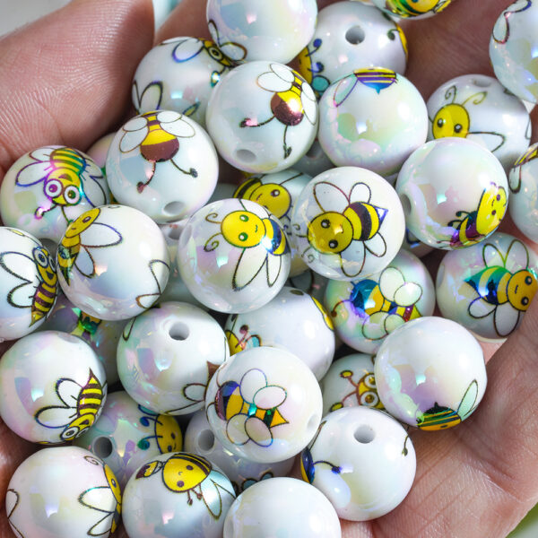 Wholesale 10pcs Yellow Bee Acrylic Beads