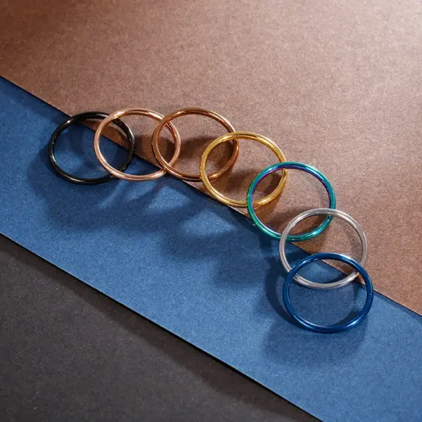 Wholesale Jewelry Fashion Round Titanium Steel 18K Gold Plated Polishing Stainless Steel Rings