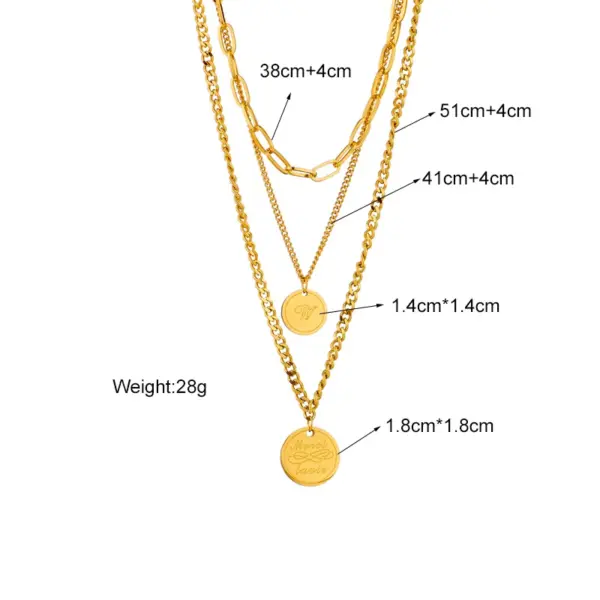 Wholesale PVD Coated 18K Gold Plated Letter Stainless Steel Vintage Style Waterproof Non Tarnish 304 Stainless Steel Layered Necklaces