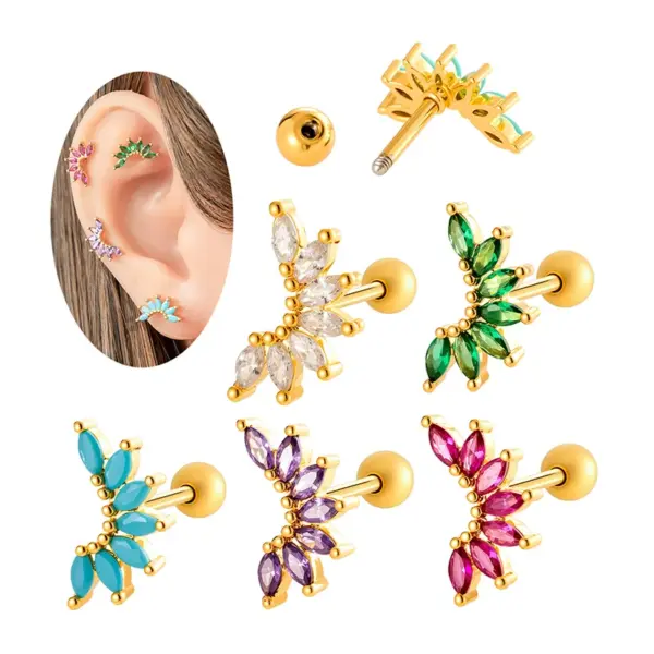 Wholesale 1 Piece 316 Stainless Steel Copper Ear Cartilage Rings & Studs C Shape Unisex