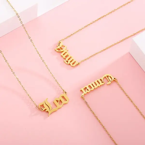 Wholesale PVD Coated 18K Gold Plated Letter Constellation Titanium Steel Simple Style Waterproof Non Tarnish Pendant Necklace