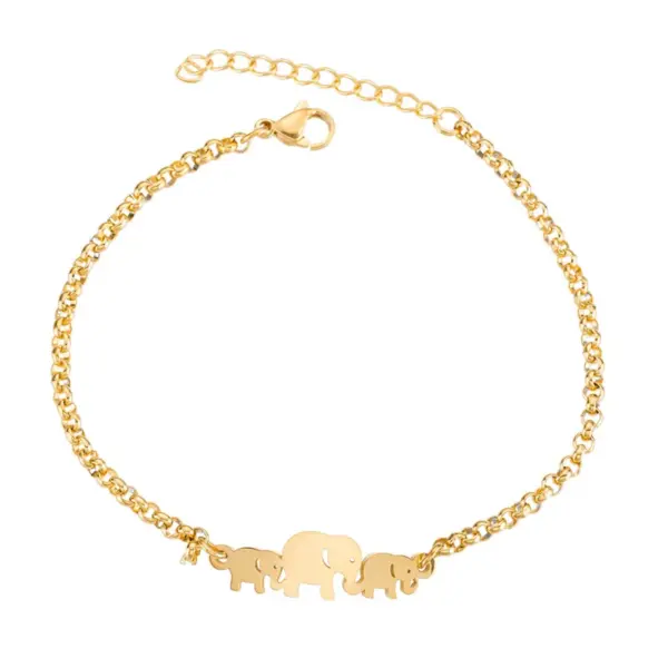 Wholesale PVD Coated Real Gold Plated Heart Butterfly Elephant Stainless Steel Fashion Waterproof Non Tarnish Bracelets