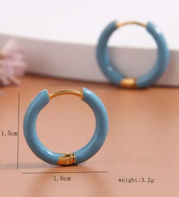 Wholesale 304 Stainless Steel Triangle Circle Heart Shape Electroplated Golden Plated Simple Style Enamel Hoop Earrings