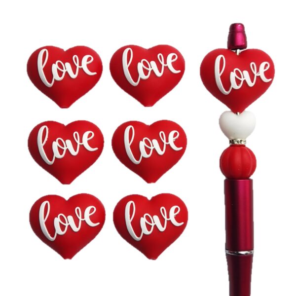 Wholesale 10pcs Valentine's Day LOVE Red Heart Beads