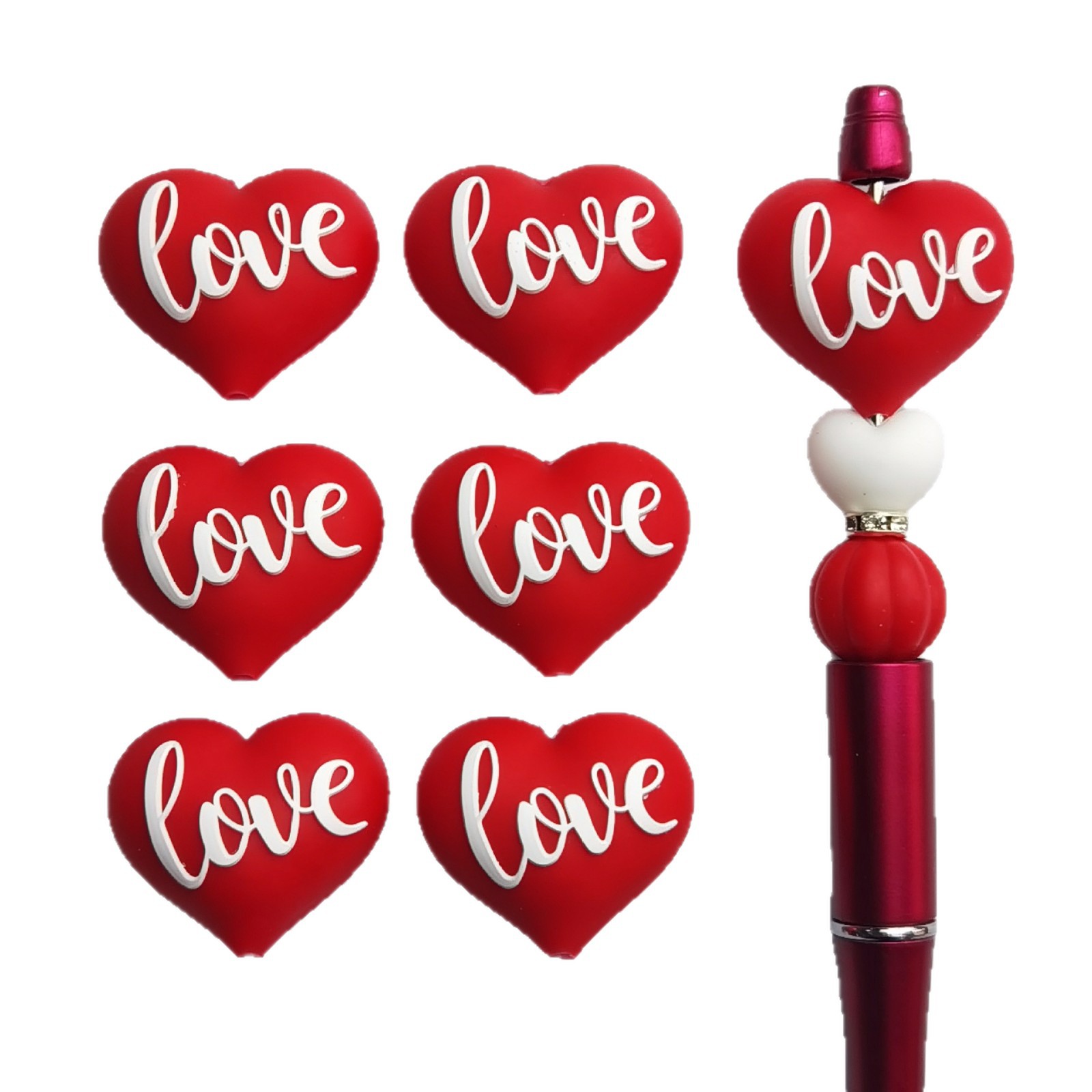 Wholesale Valentine's Day LOVE Red Heart Beads