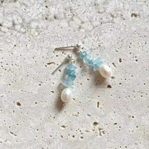 3# Iceland blue beaded stud earrings