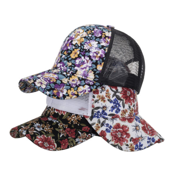 Wholesale Korean Style Flower Net Cap Baseball Cap Spring and Summer Outdoor Sun Hat Casual Trendy Cap Flower Cap B1088