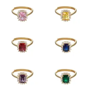 Wholesale Jewelry Elegant XUPING Square Copper Artificial Gemstones 18K Gold Plated Inlay Open Rings