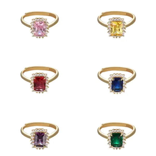 Wholesale Jewelry Elegant XUPING Square Copper Artificial Gemstones 18K Gold Plated Inlay Open Rings