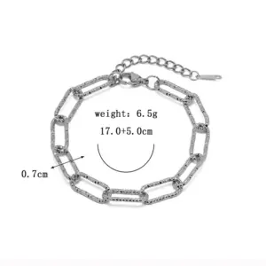 36 [Ae164] Texture Chain Bracelet / Steel Color