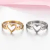 Wholesale PVD Coated 18K Gold Real Gold Plated Heart Shape 201 Stainless Steel Fashion Waterproof Non Tarnish Open Ring