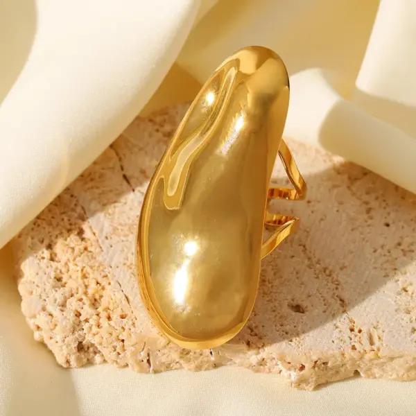 Wholesale Jewelry Simple Style Artistic Irregular Geometric 304 Stainless Steel 18K Gold Plated Plating Open Rings