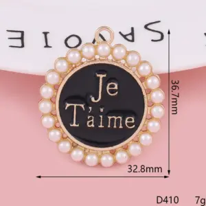 D410 Pearl Ring Letter Black / Diy Ornament