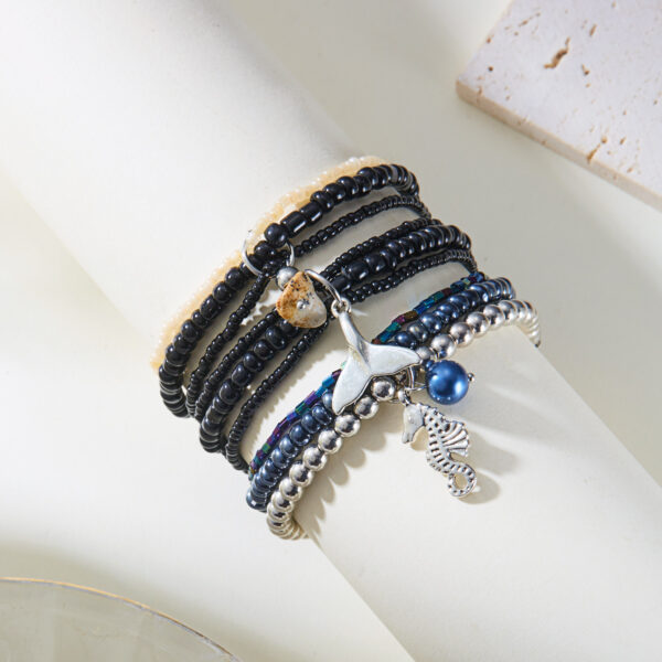 Wholesale Cross-border Bohemian Ocean Shell Turtle Fish Tail Rice Bead Bracelet 3-piece Set Small Fresh Beaded Sweet Necklace