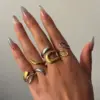 Wholesale Jewelry Sexy Rock Simple Style Irregular Geometric 304 Stainless Steel 18K Gold Plated Plating Open Rings